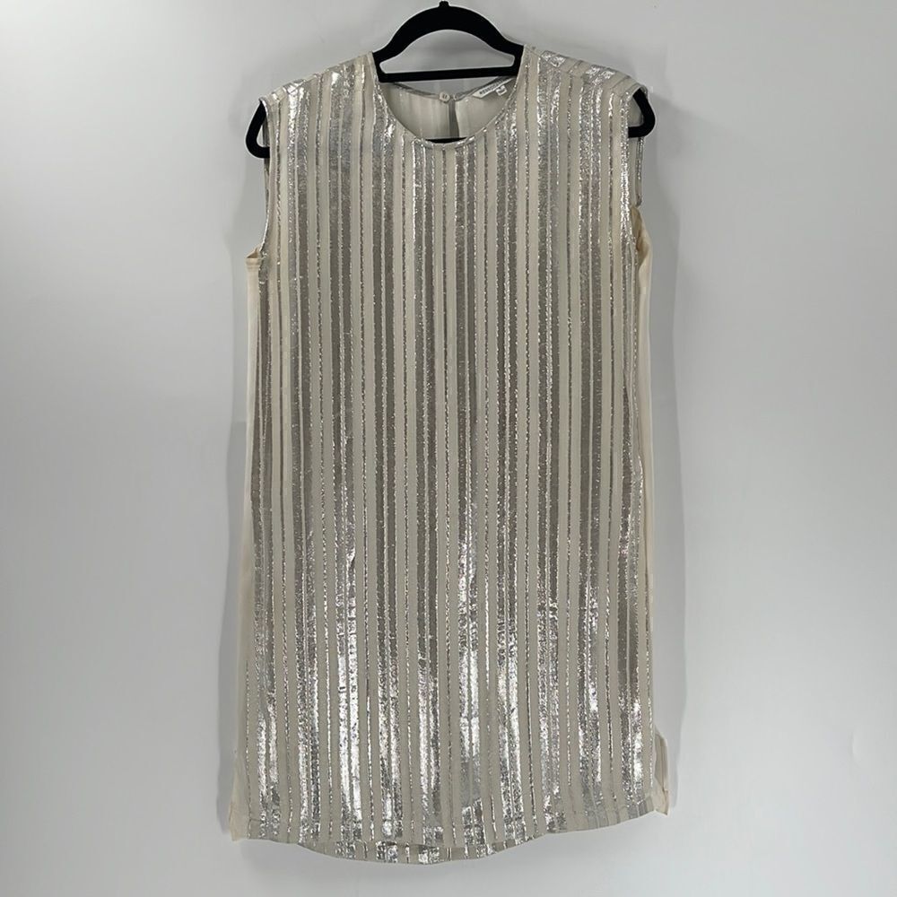 Rebecca Minkoff Lars Sleeveless Metallic-Stripe Dress